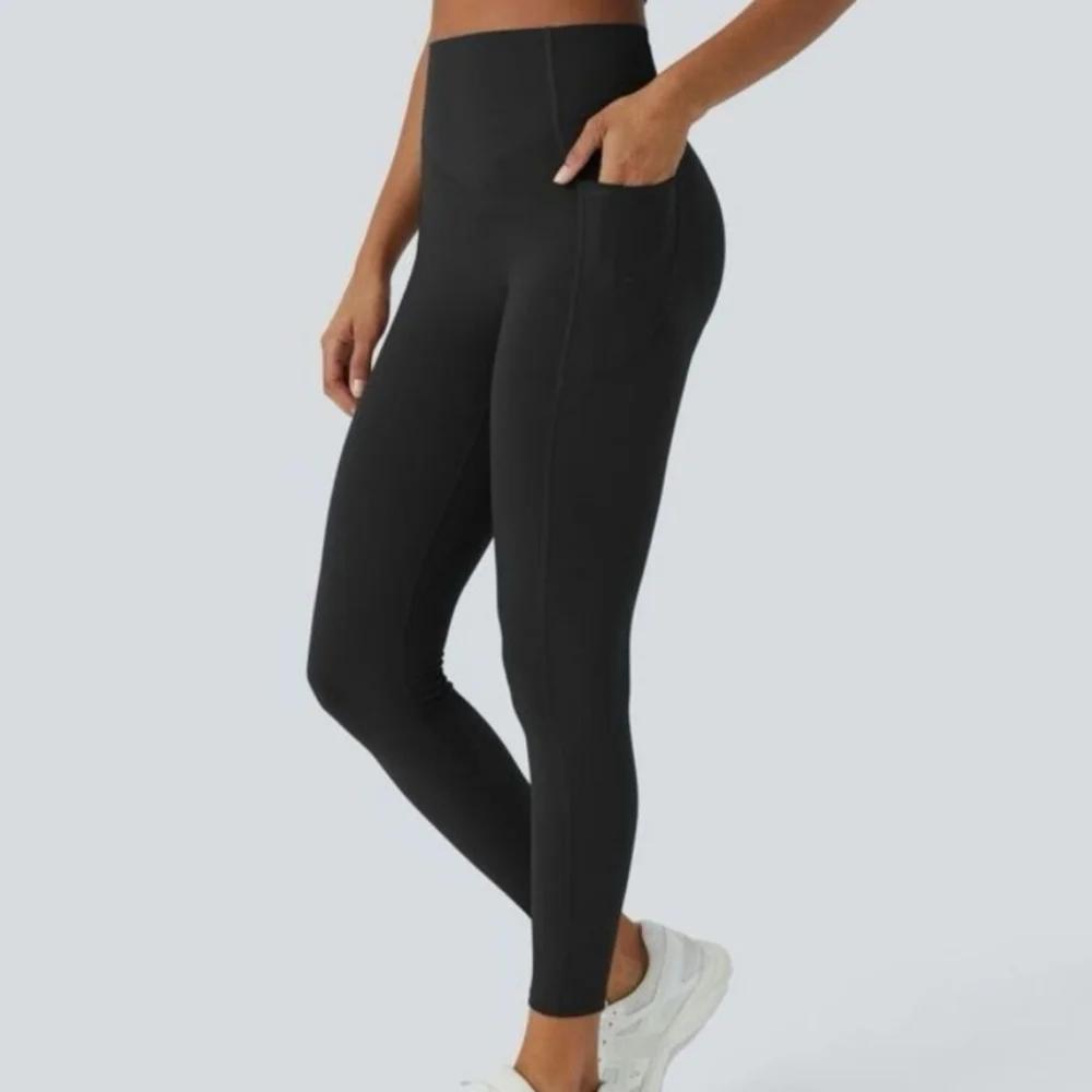 Halara SoCinched High Waisted Tummy Control Full Leggings Black Women's Medium - Picture 2 of 8